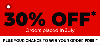 30% Off for Orders Placed in July!
